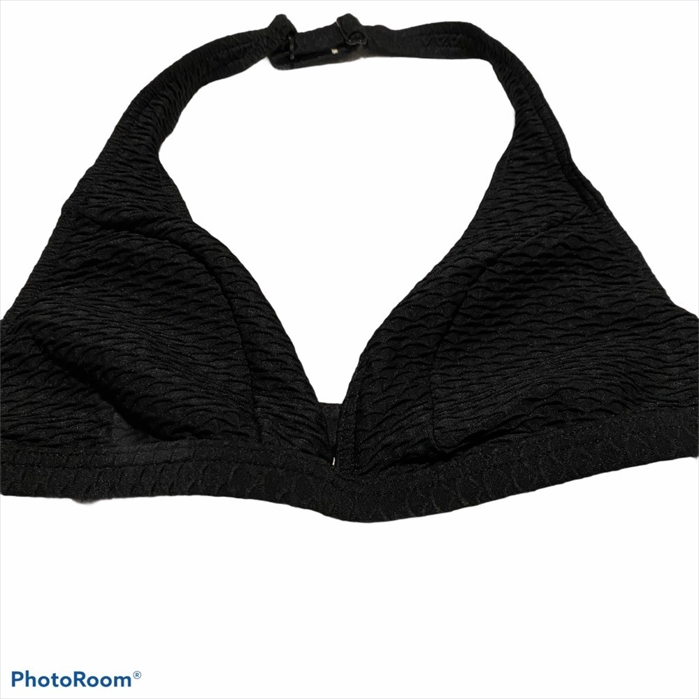 Body ID Textured Bikini Top Black Sz 12